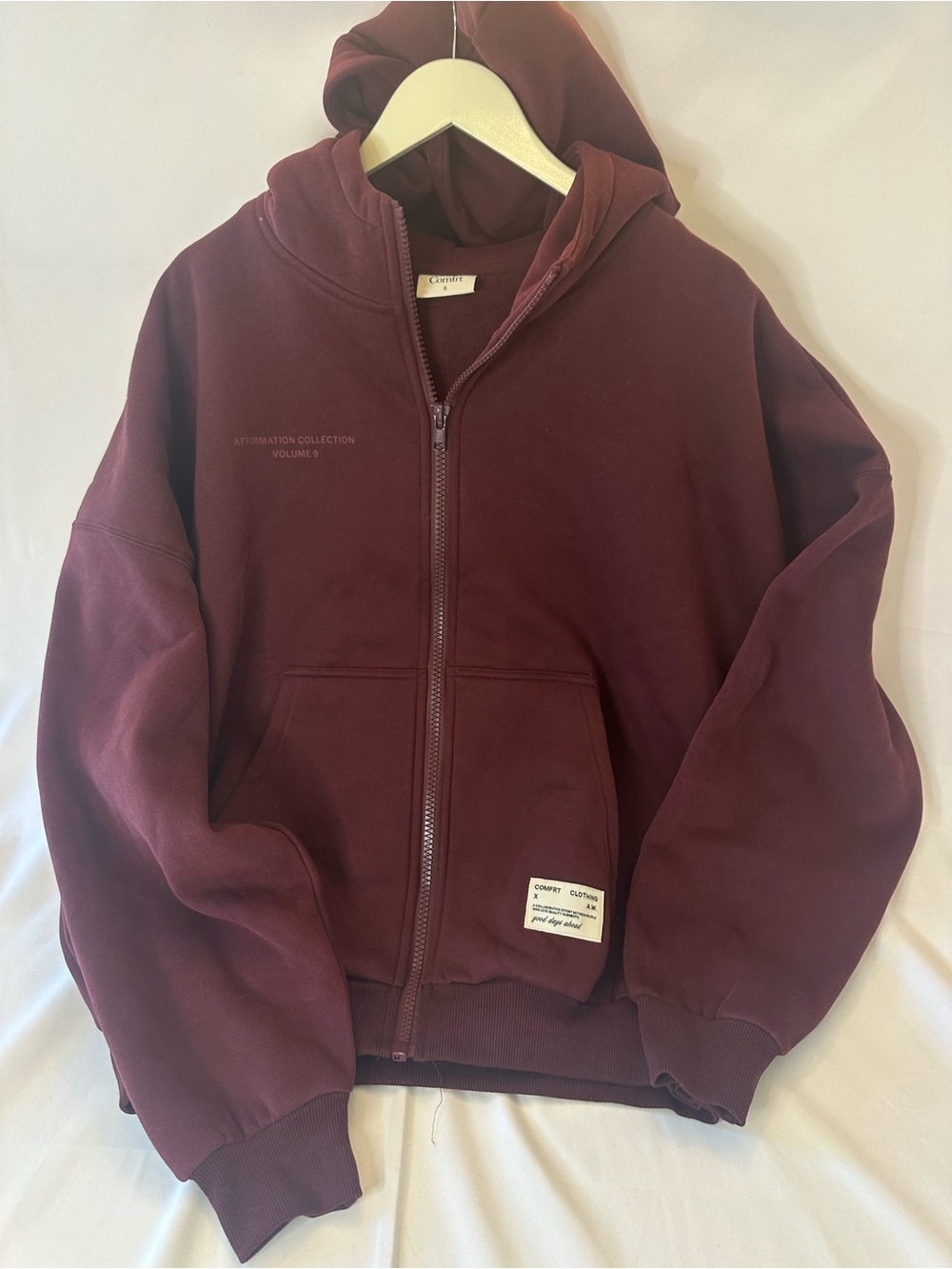 Comfrt Unisex Adult Size Small Oversized Affirmation Full Zip Hoodie Brand New